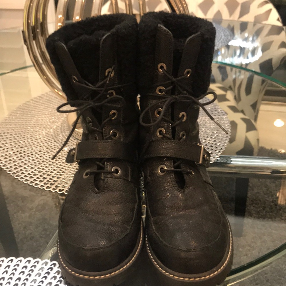 Stuart Weitzman shearling moto boots